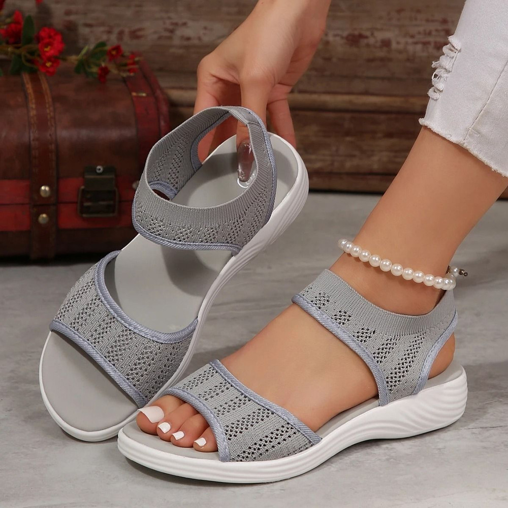 Women Flying Woven Summer Mesh Plus Size Flat Sandals 1