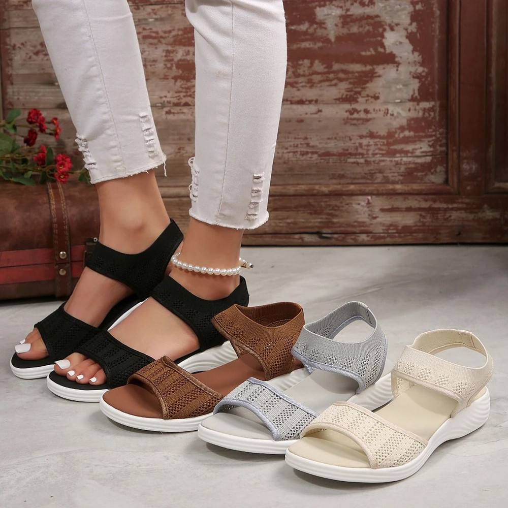 Women Flying Woven Summer Mesh Plus Size Flat Sandals 2