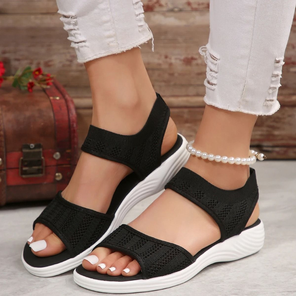 Women Flying Woven Summer Mesh Plus Size Flat Sandals 7
