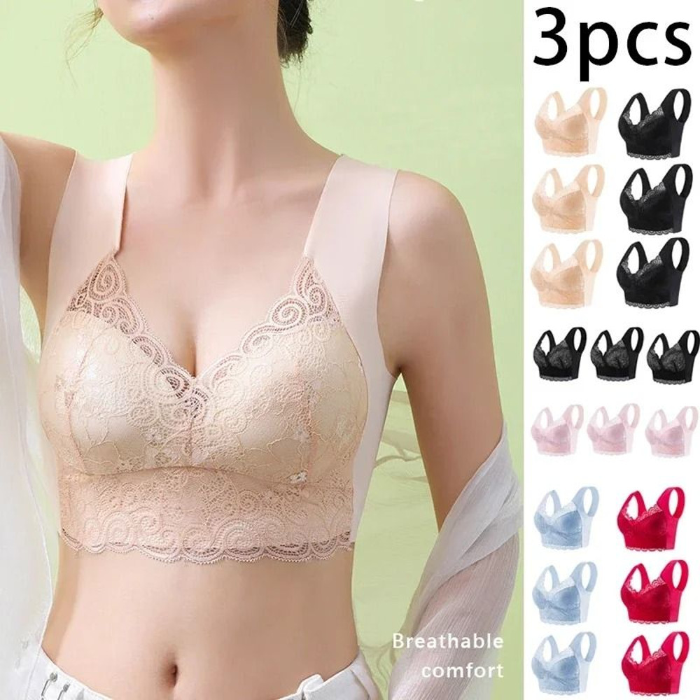 Seamless Lace Bra Top With Ice Silk Comfort And Wire Free Support For Women 0