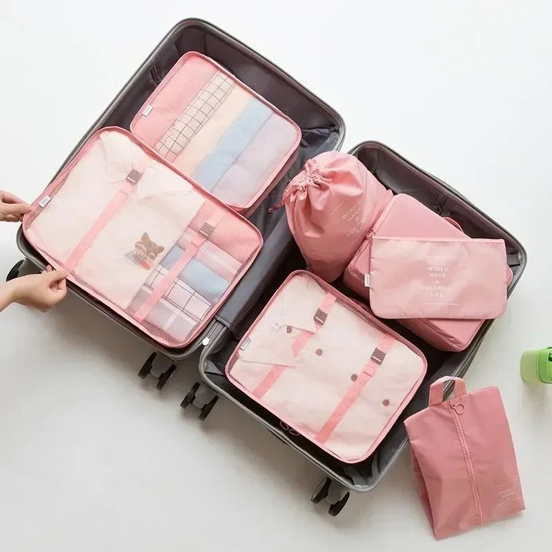 7 Piece Travel Bag Organizer Set Packing Cubes Suitcase Pouches 9