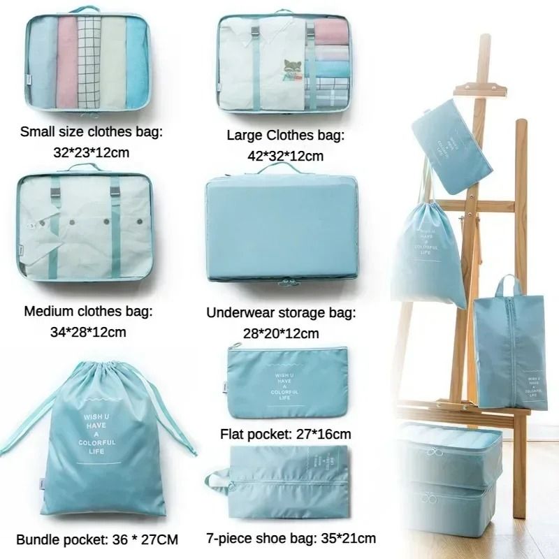 7 Piece Travel Bag Organizer Set Packing Cubes Suitcase Pouches 5