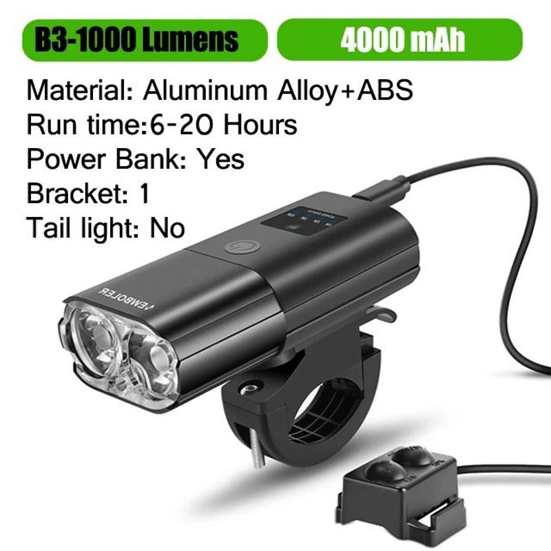 Bicycle Light 1000 Lumen 4000mAh USB Rechargeable Bike Headlight With Power Bank Function 7