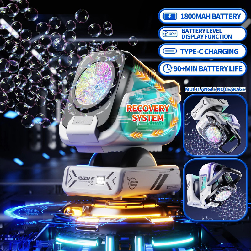 Upgraded Bubble Machine With Remote Control RGB Lights And Rechargeable Battery 2