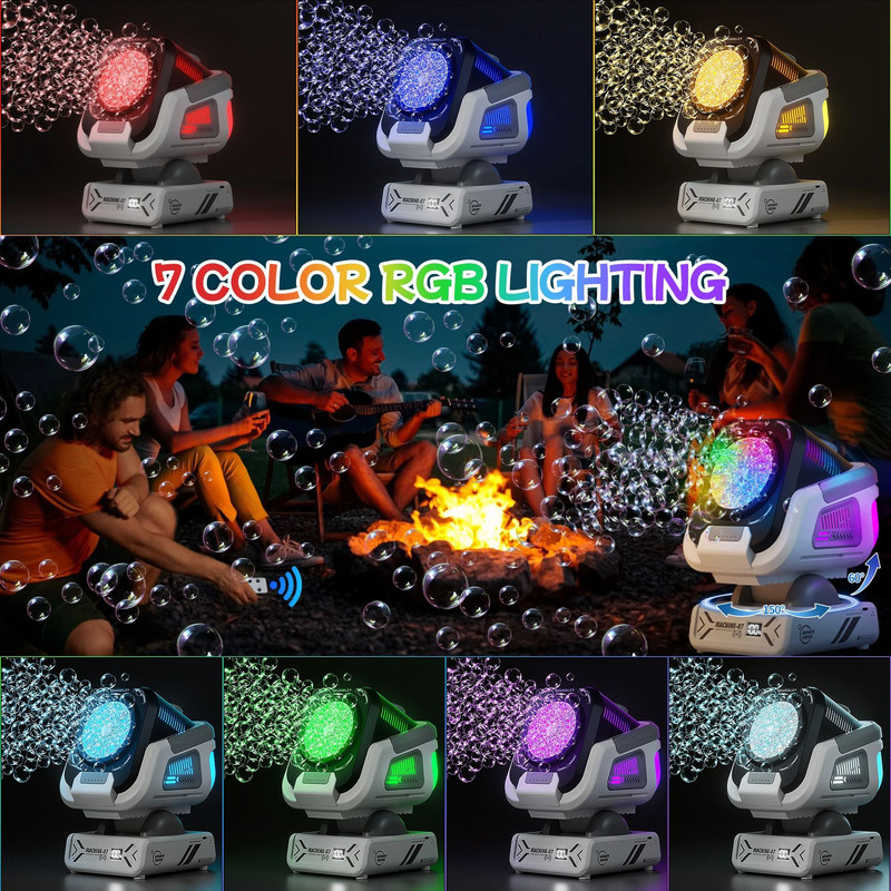 Upgraded Bubble Machine With Remote Control RGB Lights And Rechargeable Battery 3