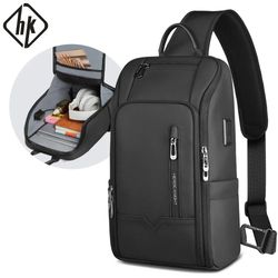 hk anti theft shoulder bag waterproof chest crossbody bag with usb charging and multi pocket oxford design