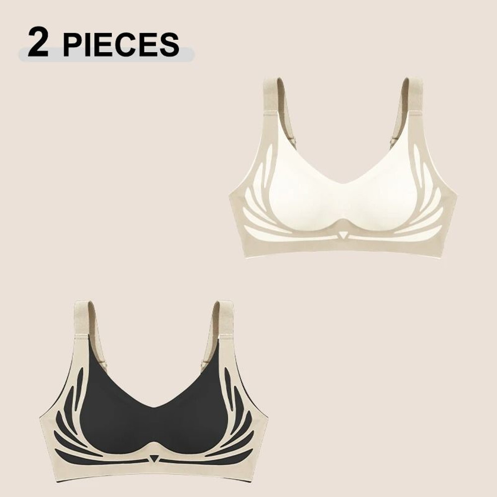 2Pcs Women Push Up Bras Seamless Comfortable Soft Breathable Wireless Lingerie Set 0
