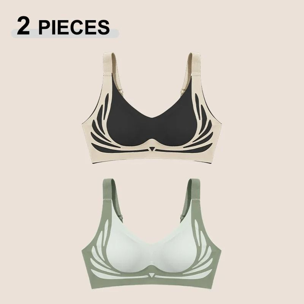 2Pcs Women Push Up Bras Seamless Comfortable Soft Breathable Wireless Lingerie Set 8