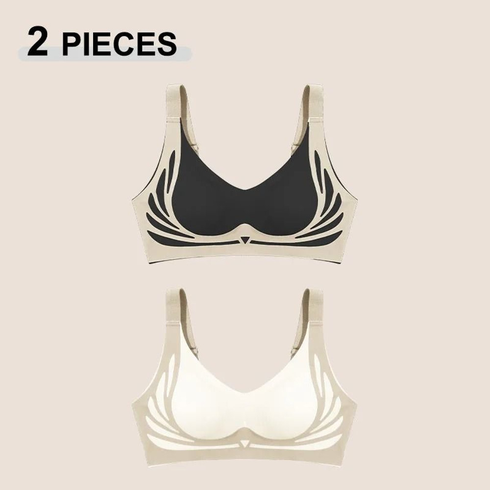 2Pcs Women Push Up Bras Seamless Comfortable Soft Breathable Wireless Lingerie Set 10