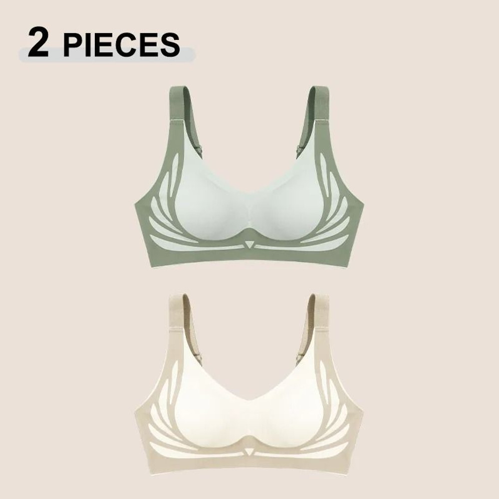 2Pcs Women Push Up Bras Seamless Comfortable Soft Breathable Wireless Lingerie Set 5