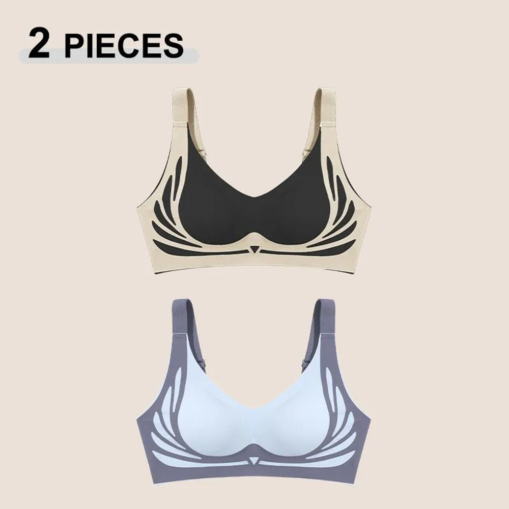 2Pcs Women Push Up Bras Seamless Comfortable Soft Breathable Wireless Lingerie Set 7