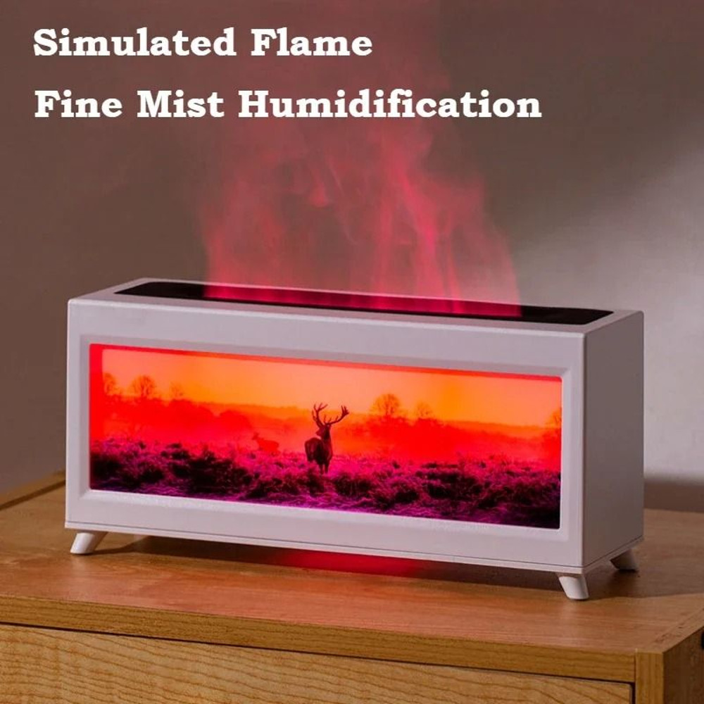 Home Fragrance Diffuser Fireplace Flame Essential Oil Humidifier With LED Atmosphere Lamp 2
