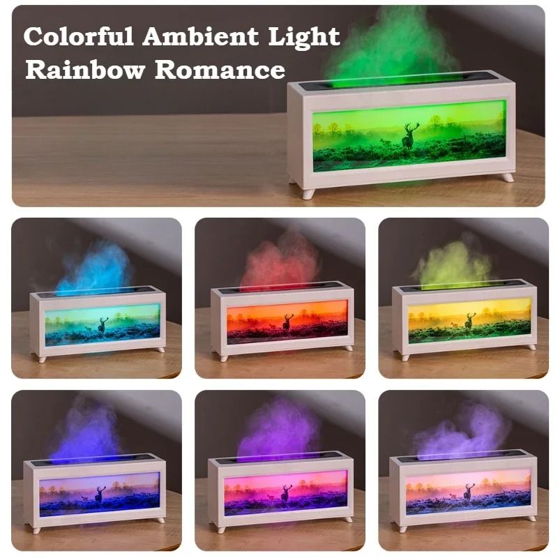 Home Fragrance Diffuser Fireplace Flame Essential Oil Humidifier With LED Atmosphere Lamp 3