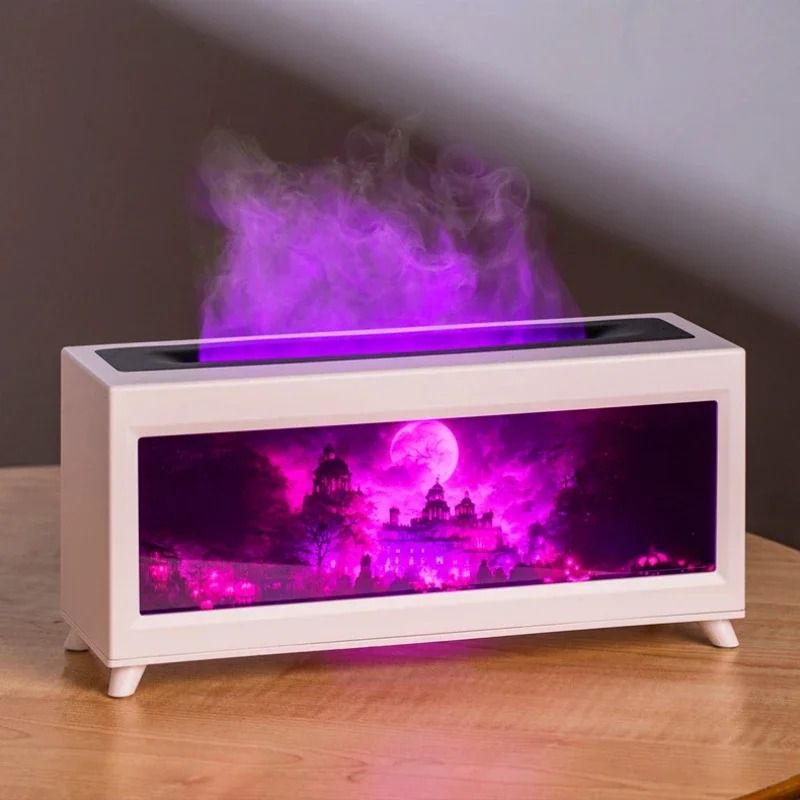 Home Fragrance Diffuser Fireplace Flame Essential Oil Humidifier With LED Atmosphere Lamp 4
