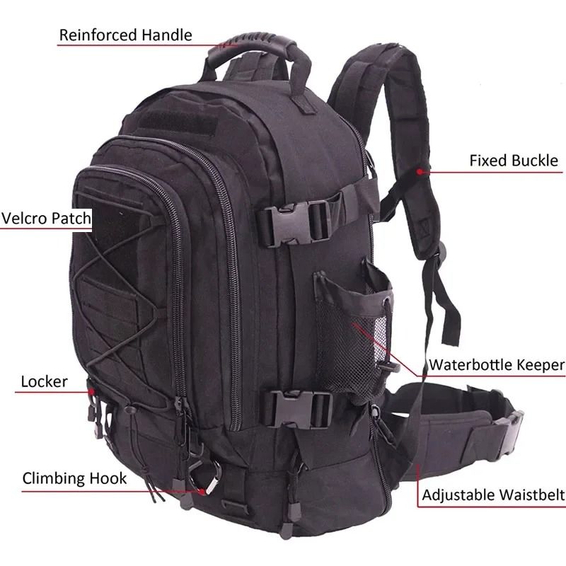 Tactical Backpack 60L Waterproof Molle Assault Rucksack Heavy Duty Bug Out Bag For Hiking Camping H 3