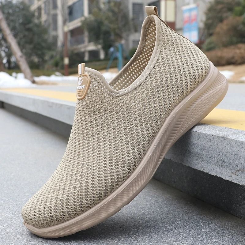 Mens Woven Knitted Running Shoes Lightweight Breathable Non Slip Casual Sports Sneakers 1