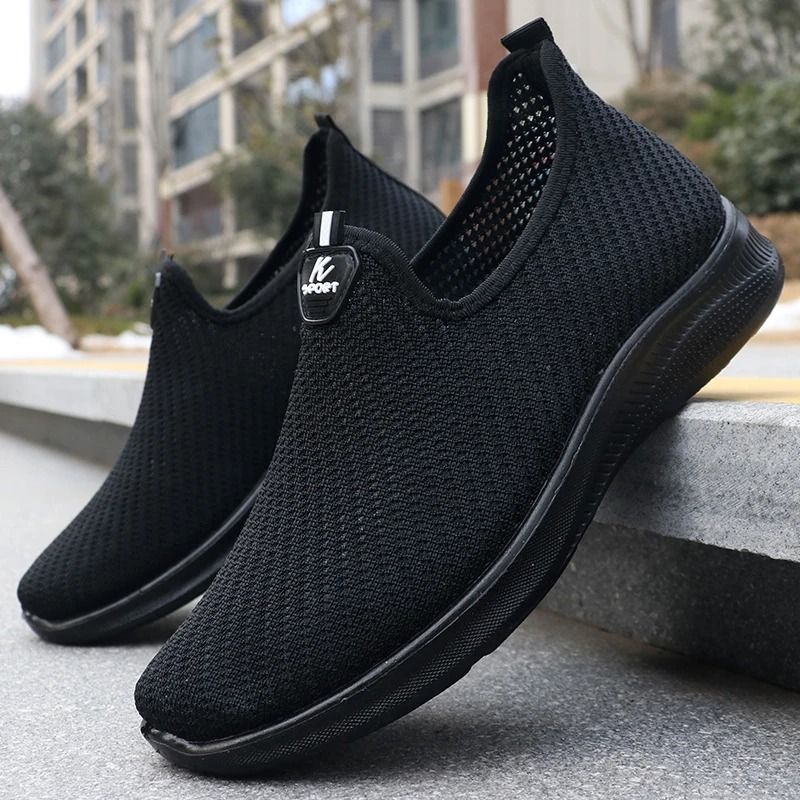Mens Woven Knitted Running Shoes Lightweight Breathable Non Slip Casual Sports Sneakers 2