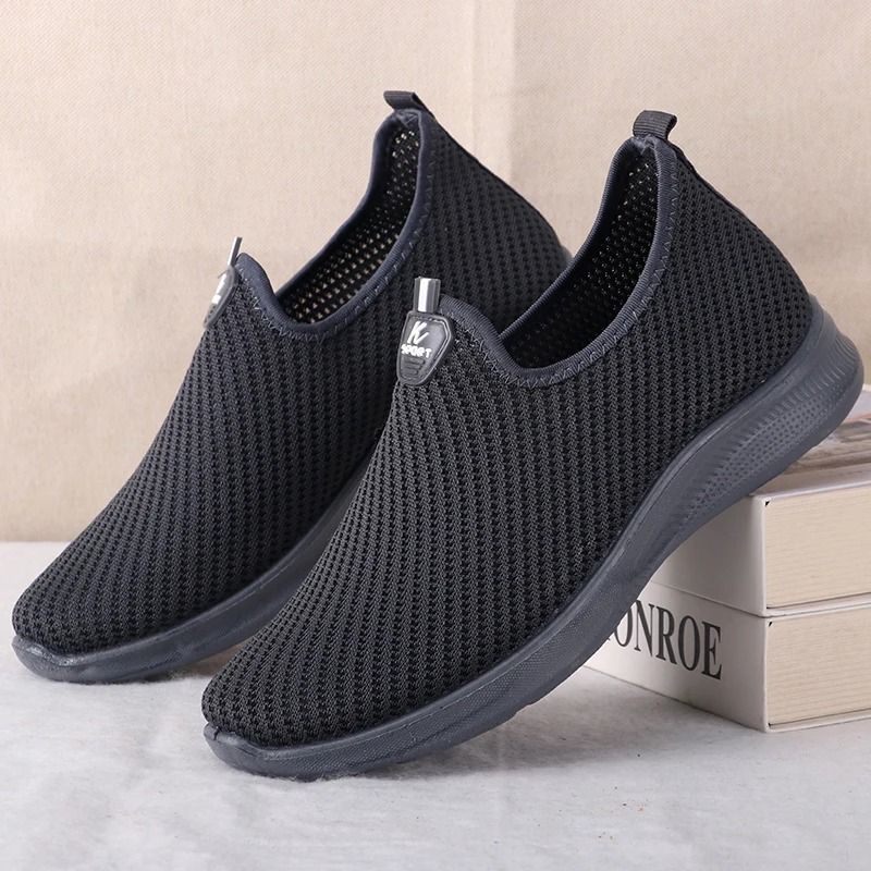 Mens Woven Knitted Running Shoes Lightweight Breathable Non Slip Casual Sports Sneakers 4
