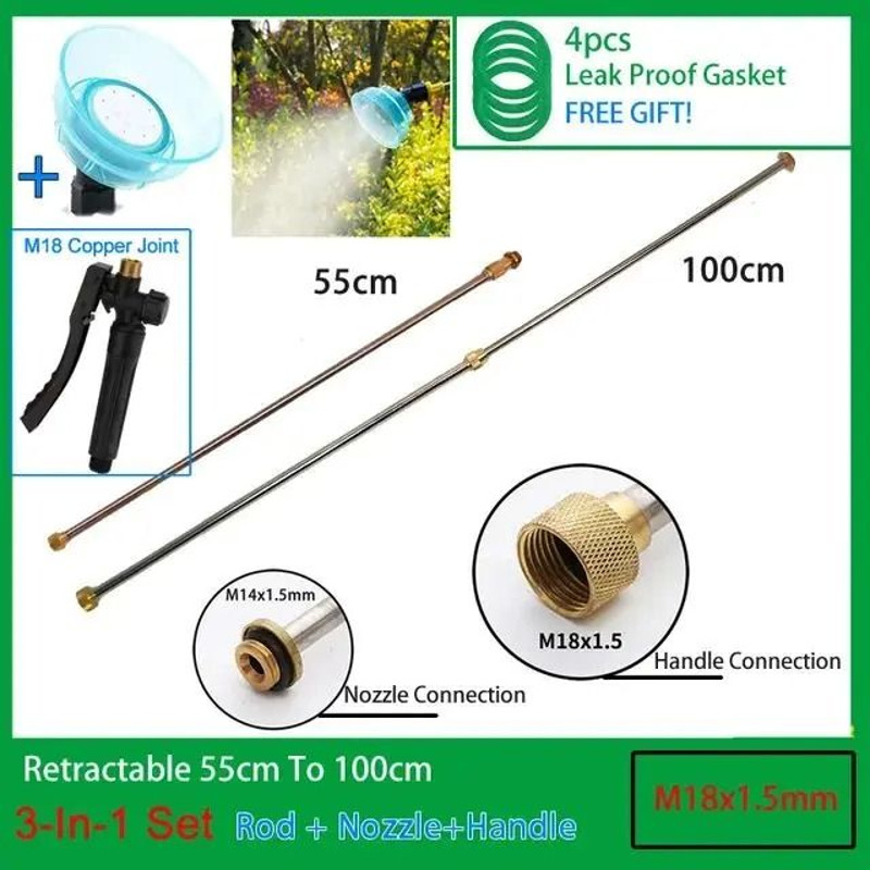 3 In 1 Stainless Steel Retractable Spraying Rod With Copper Connector For Garden Electric Sprayer 10