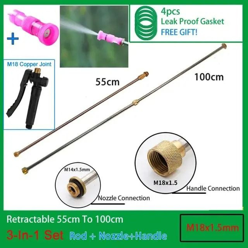 3 In 1 Stainless Steel Retractable Spraying Rod With Copper Connector For Garden Electric Sprayer 11