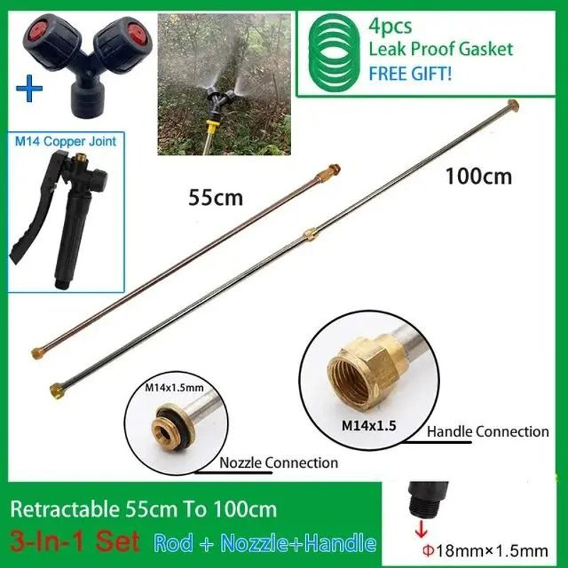 3 In 1 Stainless Steel Retractable Spraying Rod With Copper Connector For Garden Electric Sprayer 14