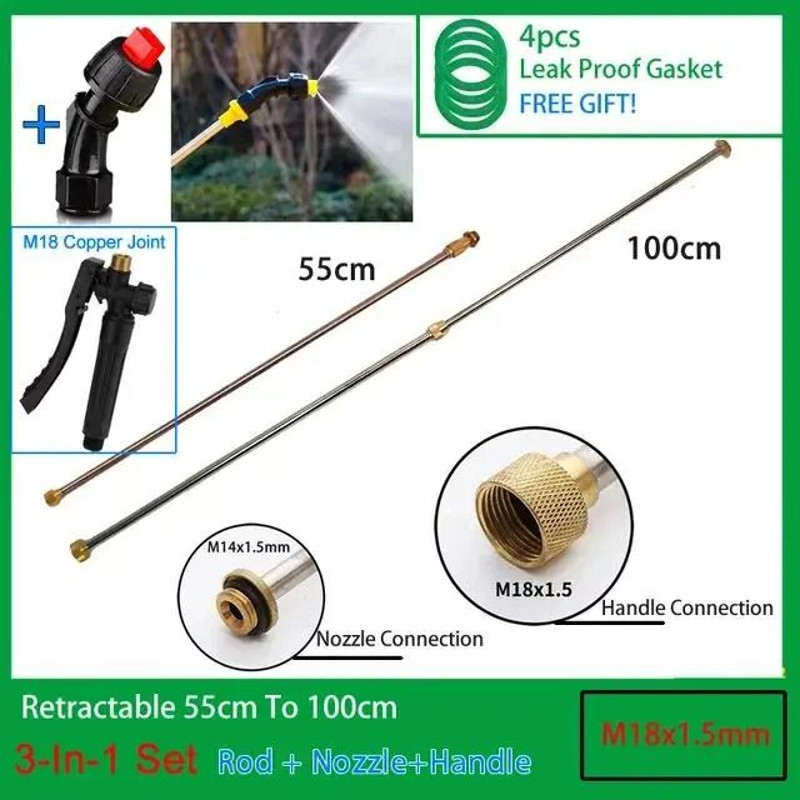 3 In 1 Stainless Steel Retractable Spraying Rod With Copper Connector For Garden Electric Sprayer 15