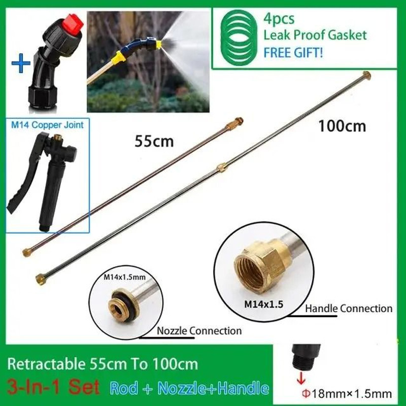 3 In 1 Stainless Steel Retractable Spraying Rod With Copper Connector For Garden Electric Sprayer 16