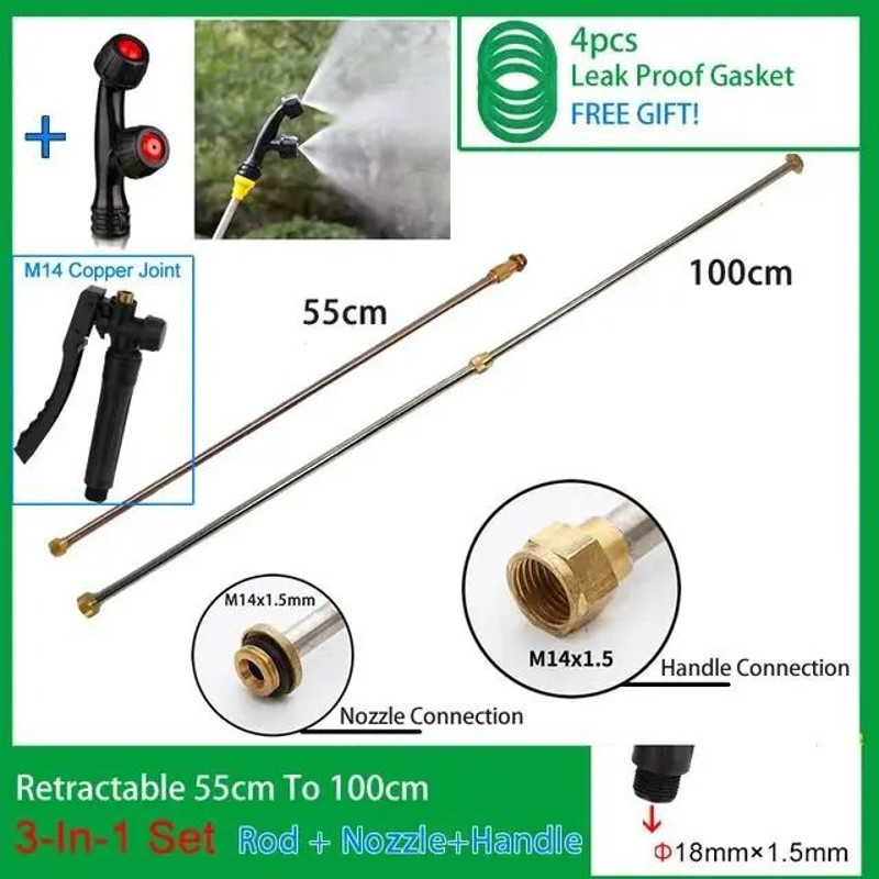 3 In 1 Stainless Steel Retractable Spraying Rod With Copper Connector For Garden Electric Sprayer 18