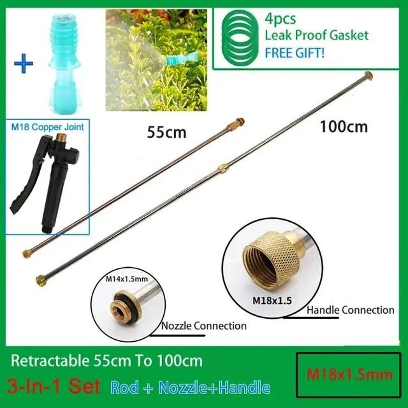 3 In 1 Stainless Steel Retractable Spraying Rod With Copper Connector For Garden Electric Sprayer 8