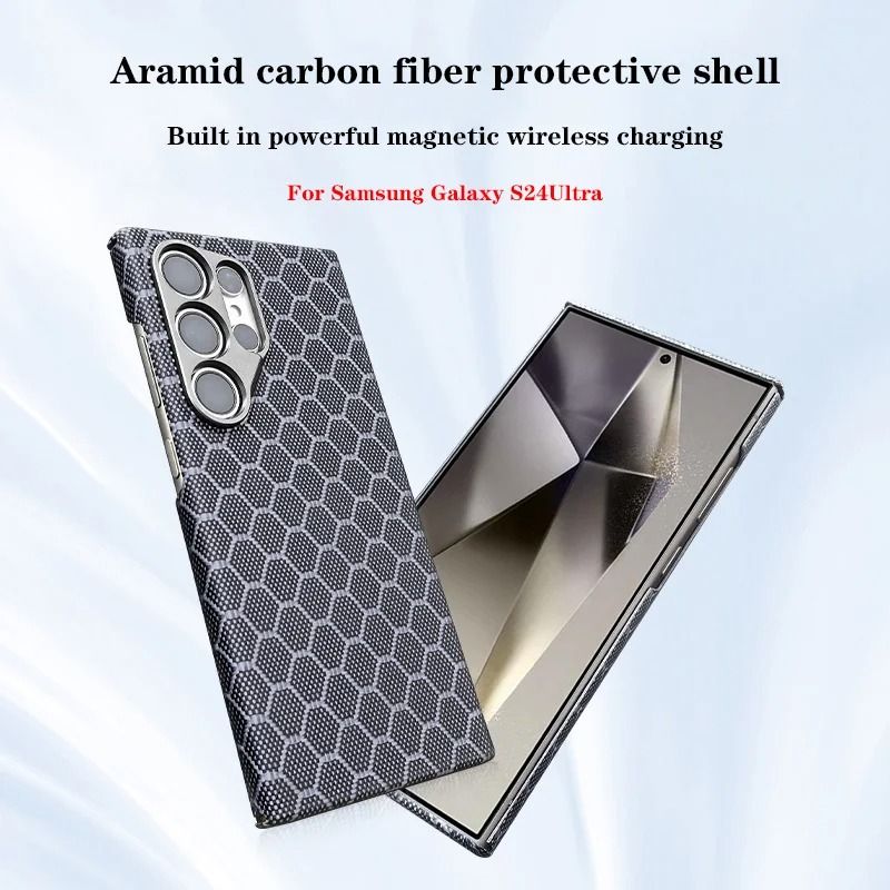 Magnetic Ultra Thin Carbon Fiber Kevlar Phone Case Samsung Galaxy S24 Ultra Protective Cover 0