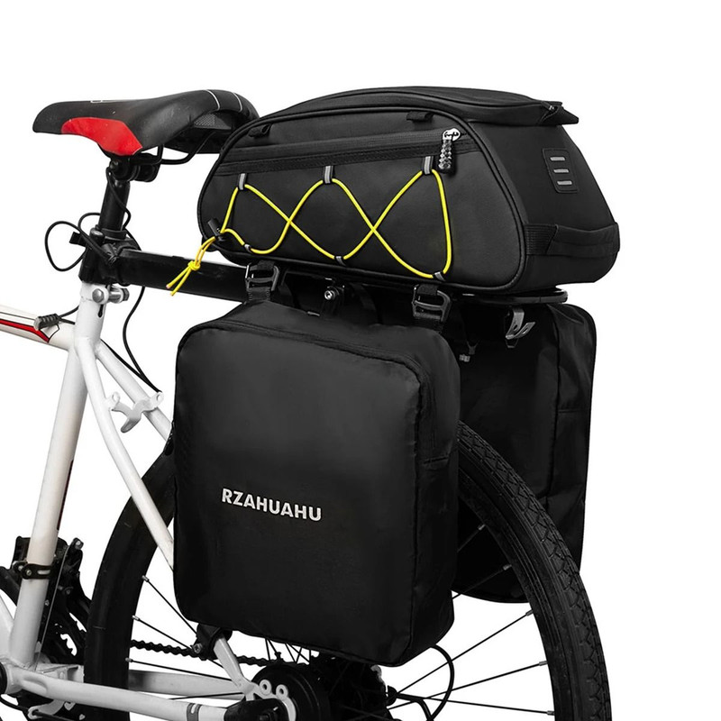 3 In 1 Waterproof Bike Rack Trunk Bag Rear Seat Cooler Bag With Side Hanging Bags 10