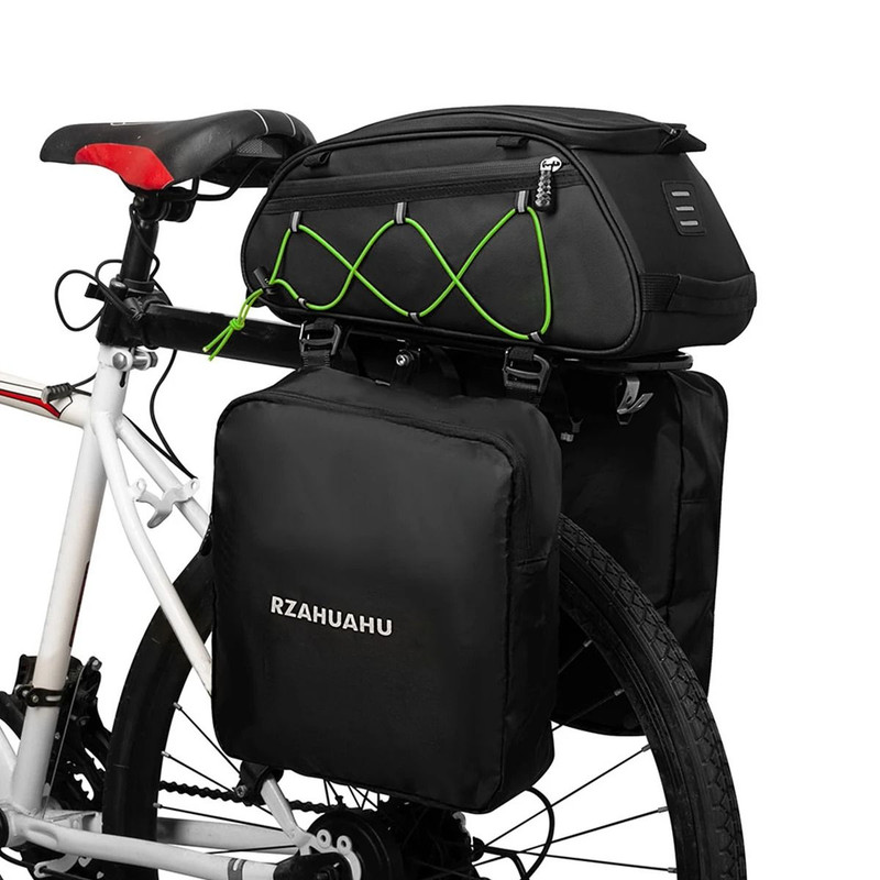 3 In 1 Waterproof Bike Rack Trunk Bag Rear Seat Cooler Bag With Side Hanging Bags 11