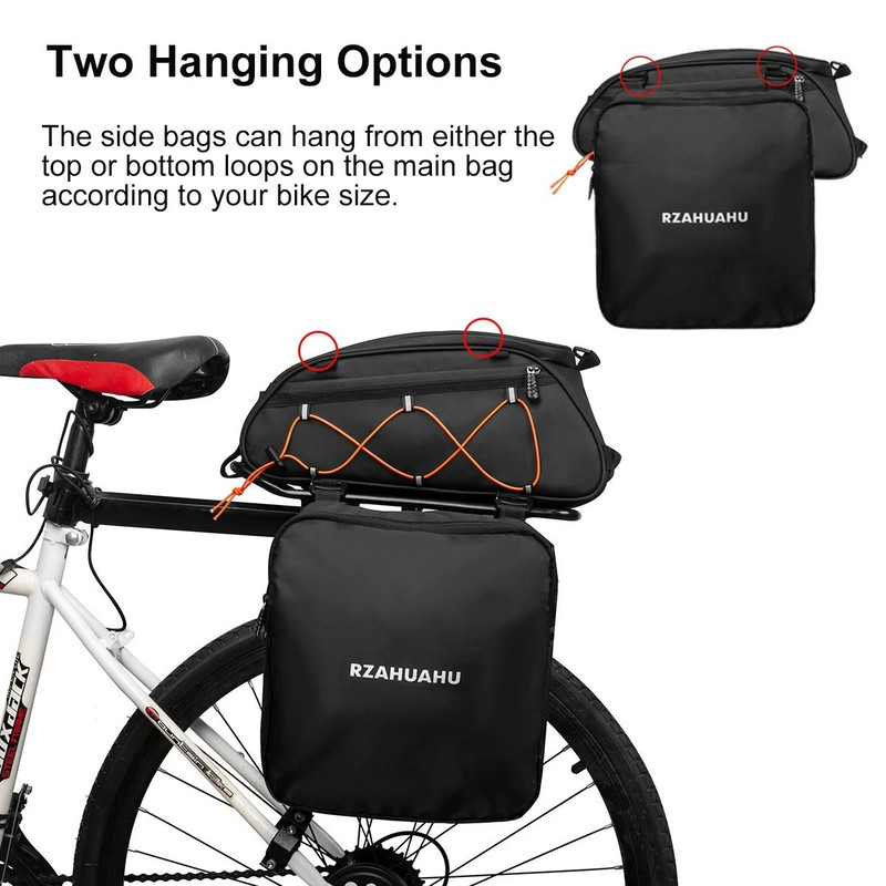 3 In 1 Waterproof Bike Rack Trunk Bag Rear Seat Cooler Bag With Side Hanging Bags 1