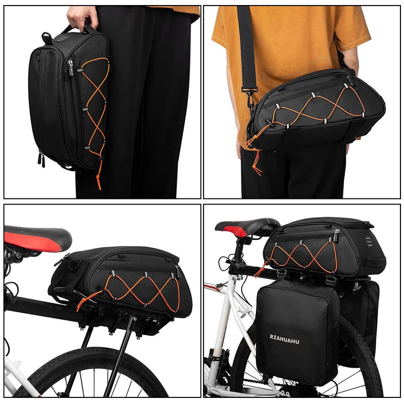 3 In 1 Waterproof Bike Rack Trunk Bag Rear Seat Cooler Bag With Side Hanging Bags 2