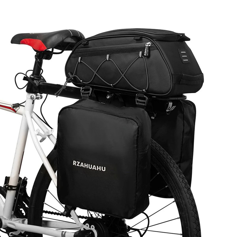 3 In 1 Waterproof Bike Rack Trunk Bag Rear Seat Cooler Bag With Side Hanging Bags 6