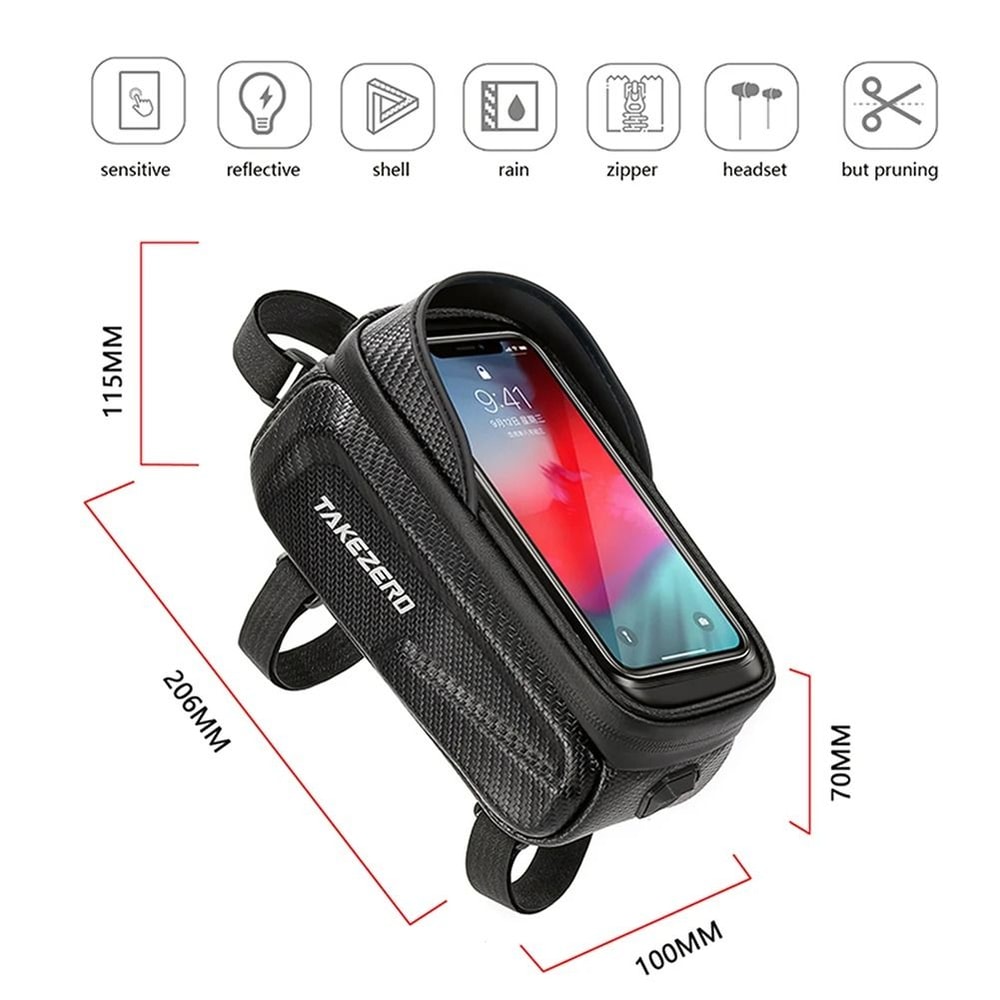 1L Bike Front Frame Bag Mobile Phone Case Holder Top Tube Waterproof 9