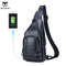 Bullcaptain Leather Large Capacity Chest Bag Men Shoulder USB Port Outdoor 7