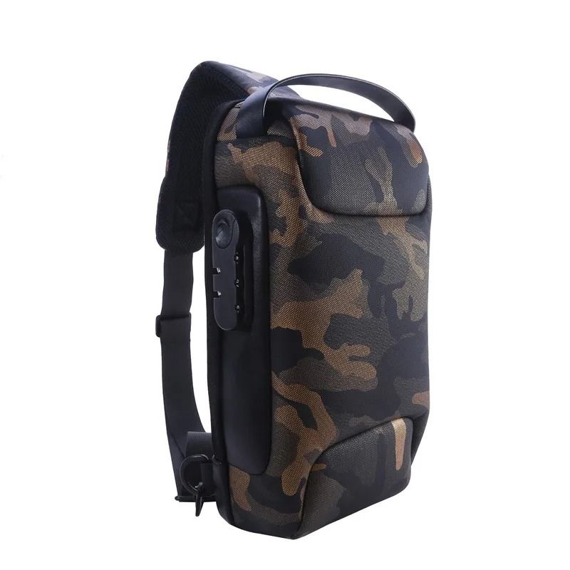 Mens USB Crossbody Bag Anti Theft Waterproof Oxford Travel Shoulder Chest Pack 9