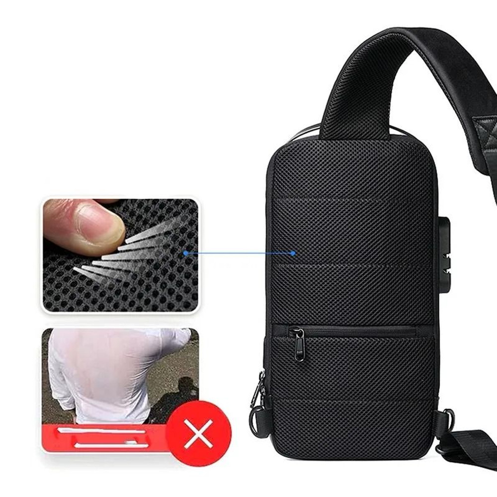 Mens USB Crossbody Bag Anti Theft Waterproof Oxford Travel Shoulder Chest Pack 1