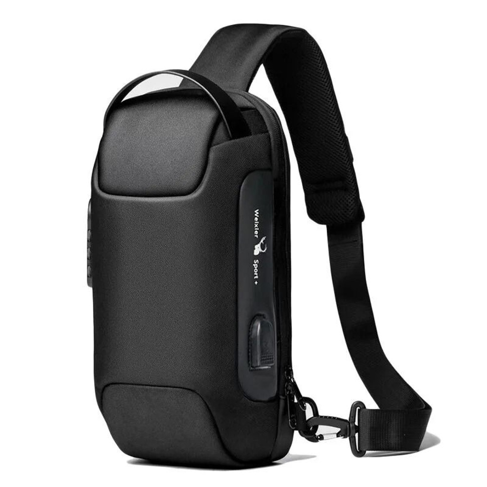 Mens USB Crossbody Bag Anti Theft Waterproof Oxford Travel Shoulder Chest Pack 6