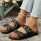 Summer Suede Flat Slipper Women Soft Bottom Rivet Street Slide Buckle Strap 3