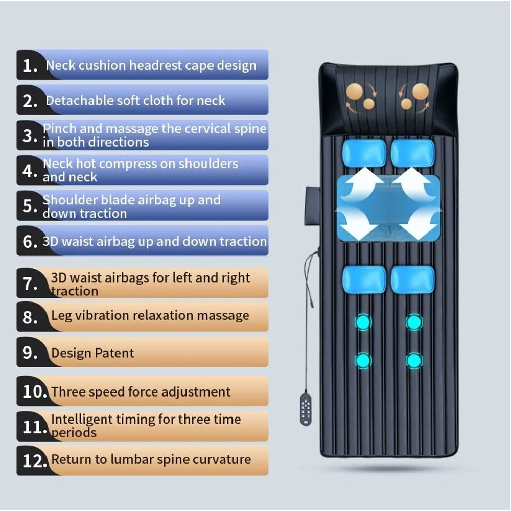 Upgrade Large Area Full Body Massage Mattress With Heating Lumbar Support 9