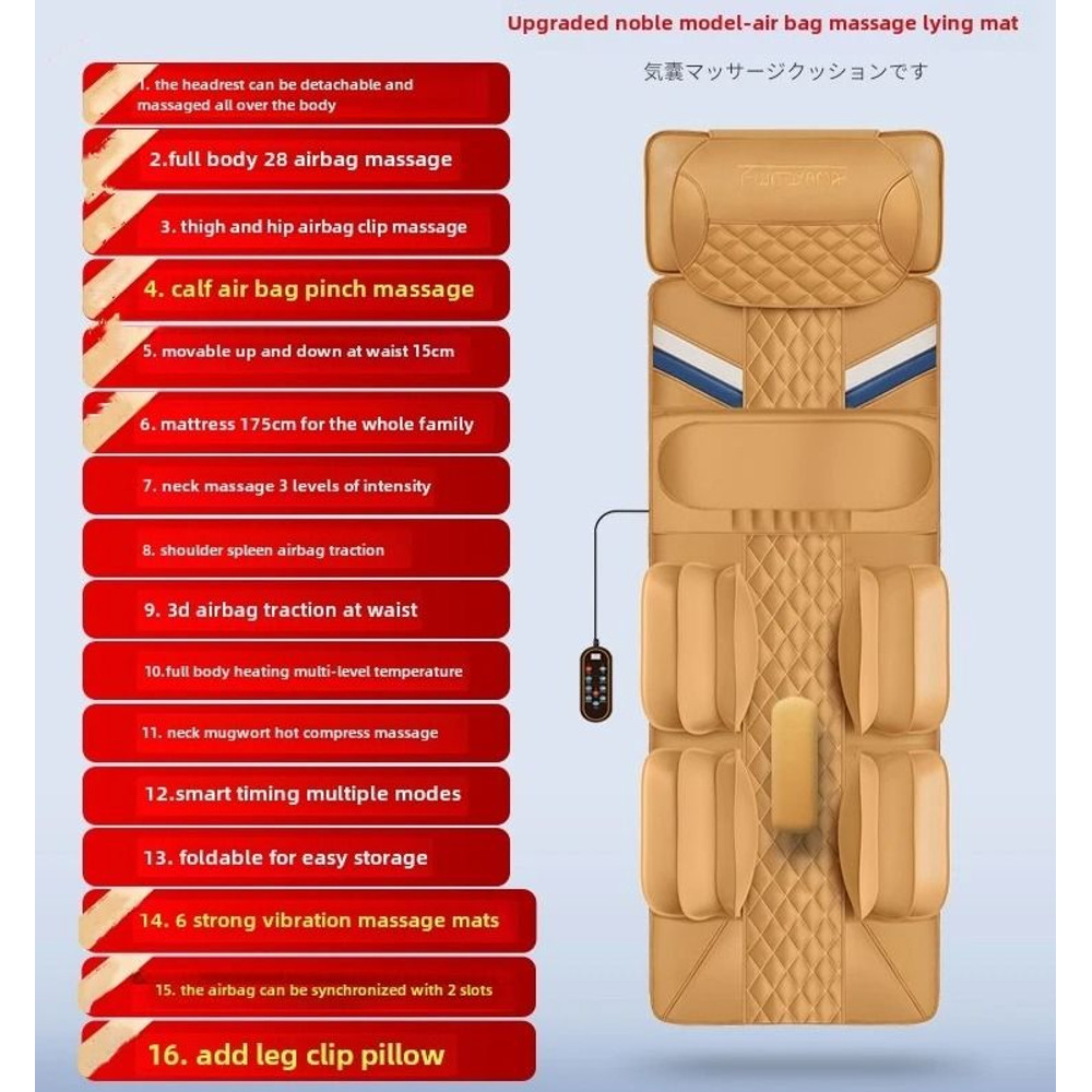 Upgrade Large Area Full Body Massage Mattress With Heating Lumbar Support 8