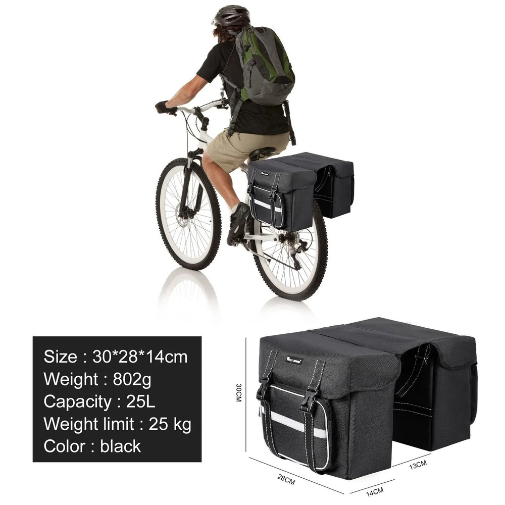 West Biking Bicycle Rear Seat Bag 25L Large Capacity Double Pannier 5