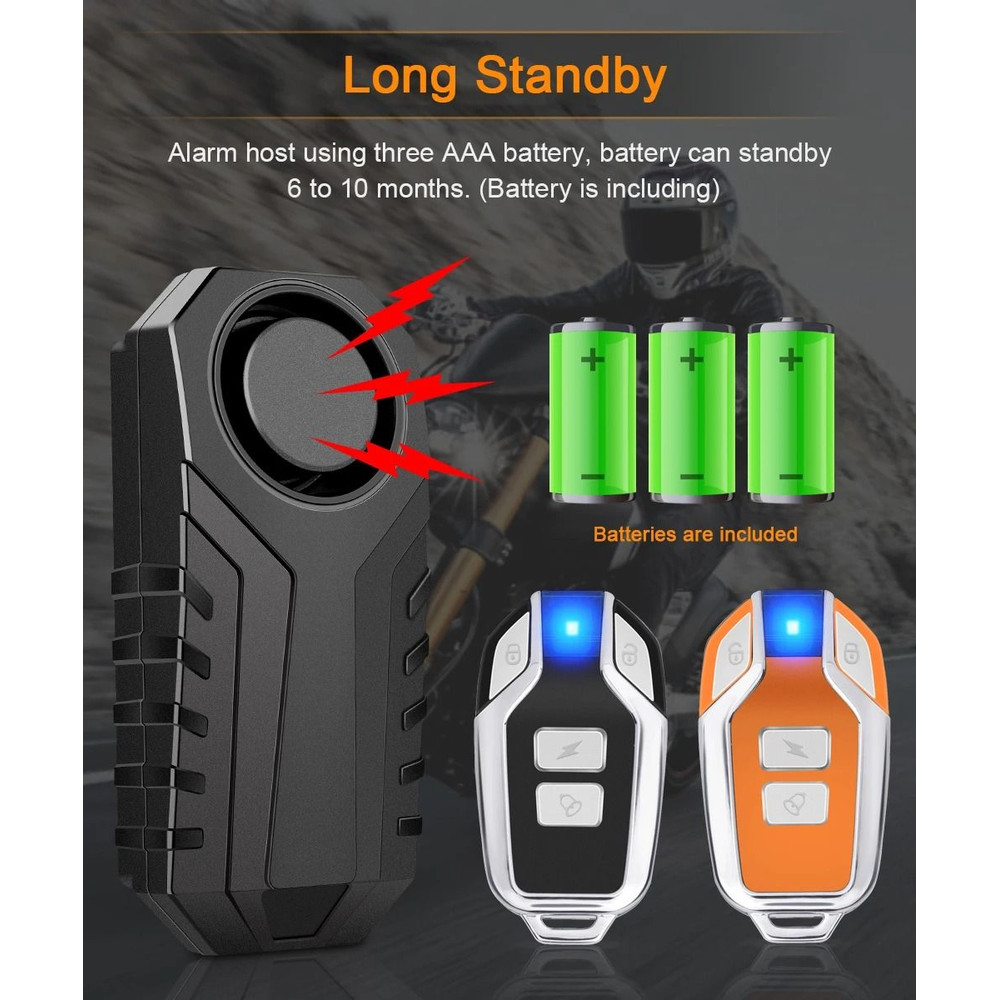 Wireless Motorcycle Bike Vibration Alarm IP55 Waterproof Remote Anti Theft System 1