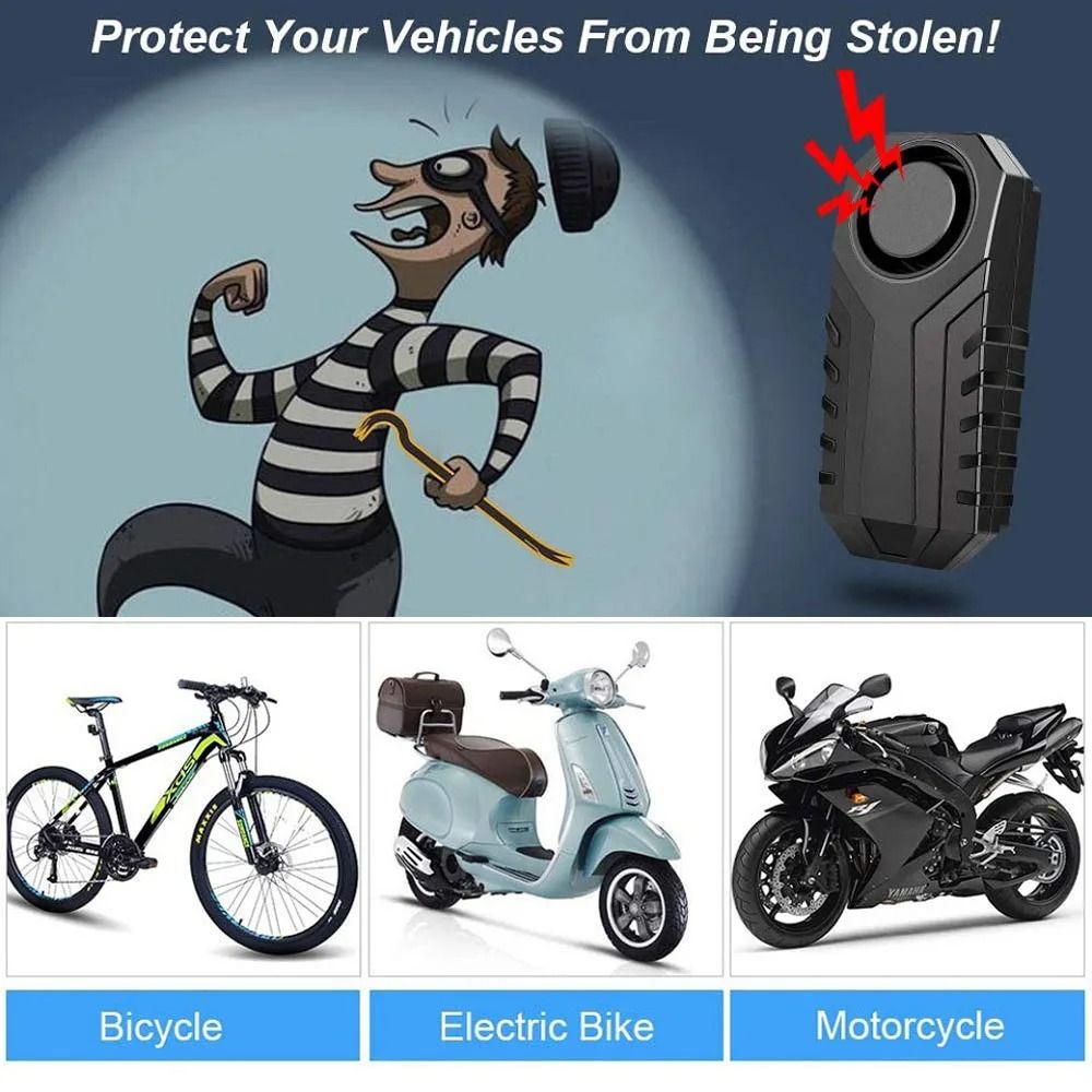 Wireless Motorcycle Bike Vibration Alarm IP55 Waterproof Remote Anti Theft System 2