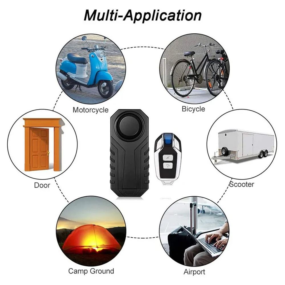 Wireless Motorcycle Bike Vibration Alarm IP55 Waterproof Remote Anti Theft System 4