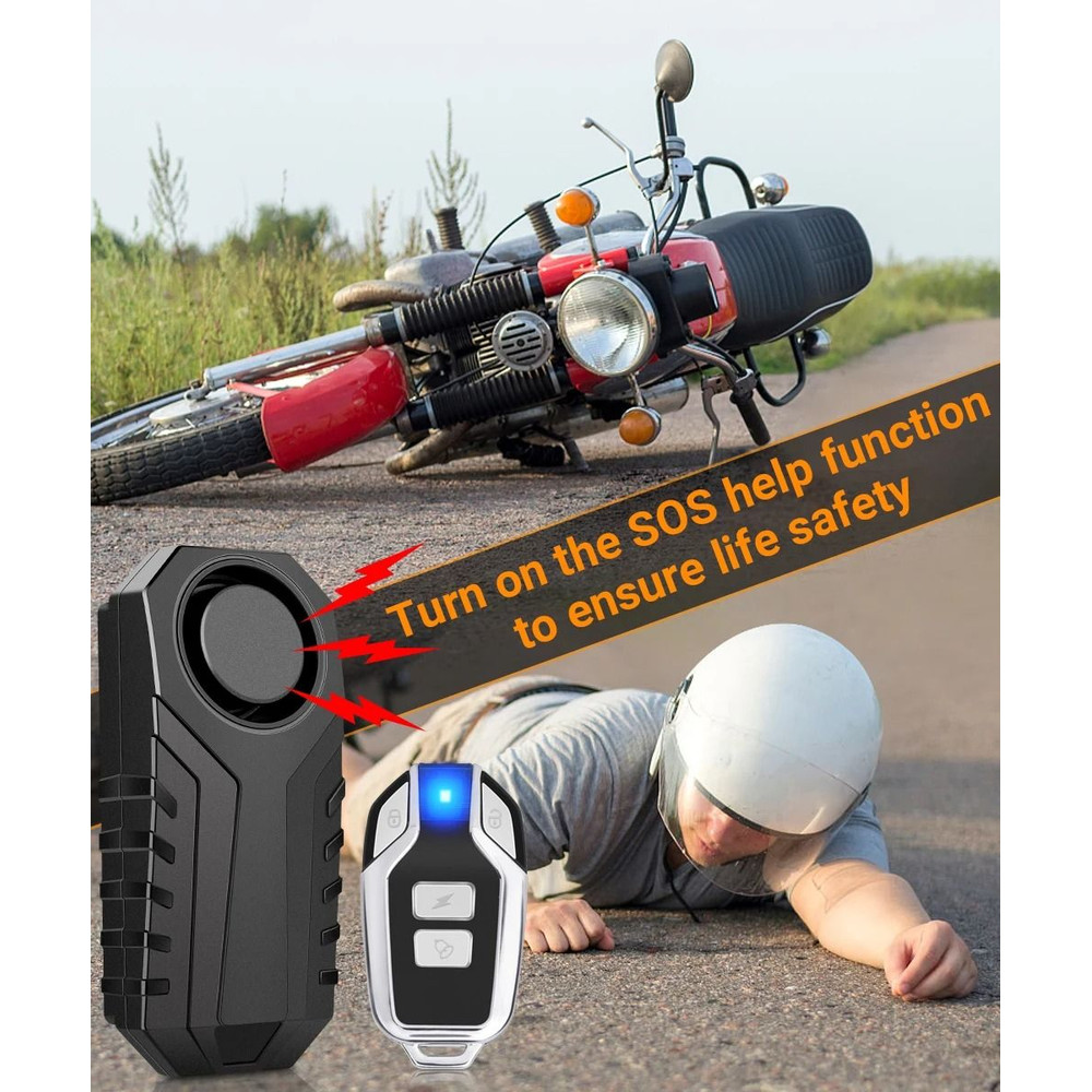 Wireless Motorcycle Bike Vibration Alarm IP55 Waterproof Remote Anti Theft System 5