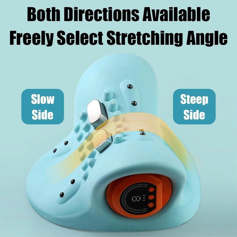 Electric Cervical Massager Neck Stretcher Traction Heat Vibration Pillow 3