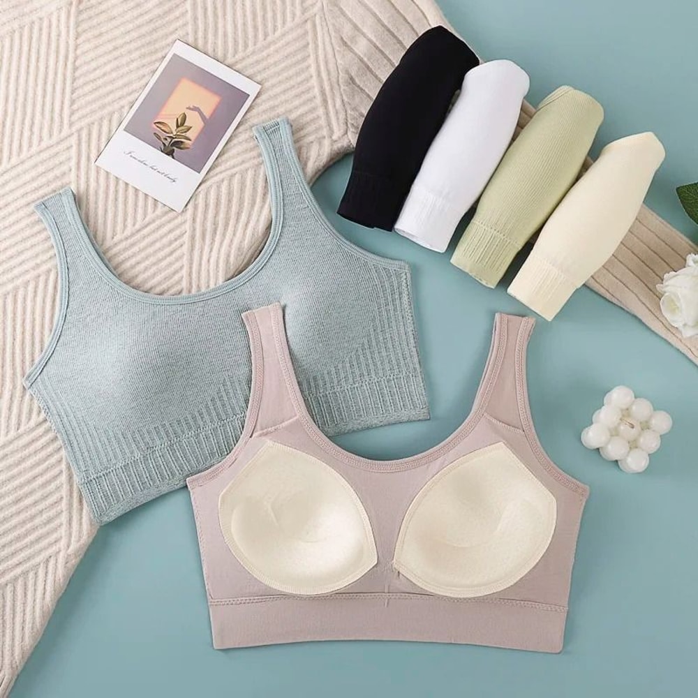 Breathable Seamless Sports Bra For Women Yoga Fitness Push Up Shockproof Crop Top 1